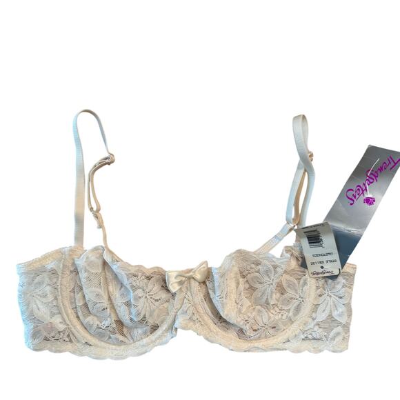 NWT Trendsetter 38B Lace Bra Style 1132 Underwire Sheer Floral Ivory Vintage Y2K - Picture 1 of 7